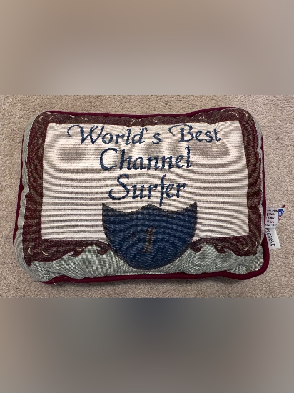 Riverdale 'World's Best Channel Surfer' Decorative Pillow - Made in USA 🇺🇸